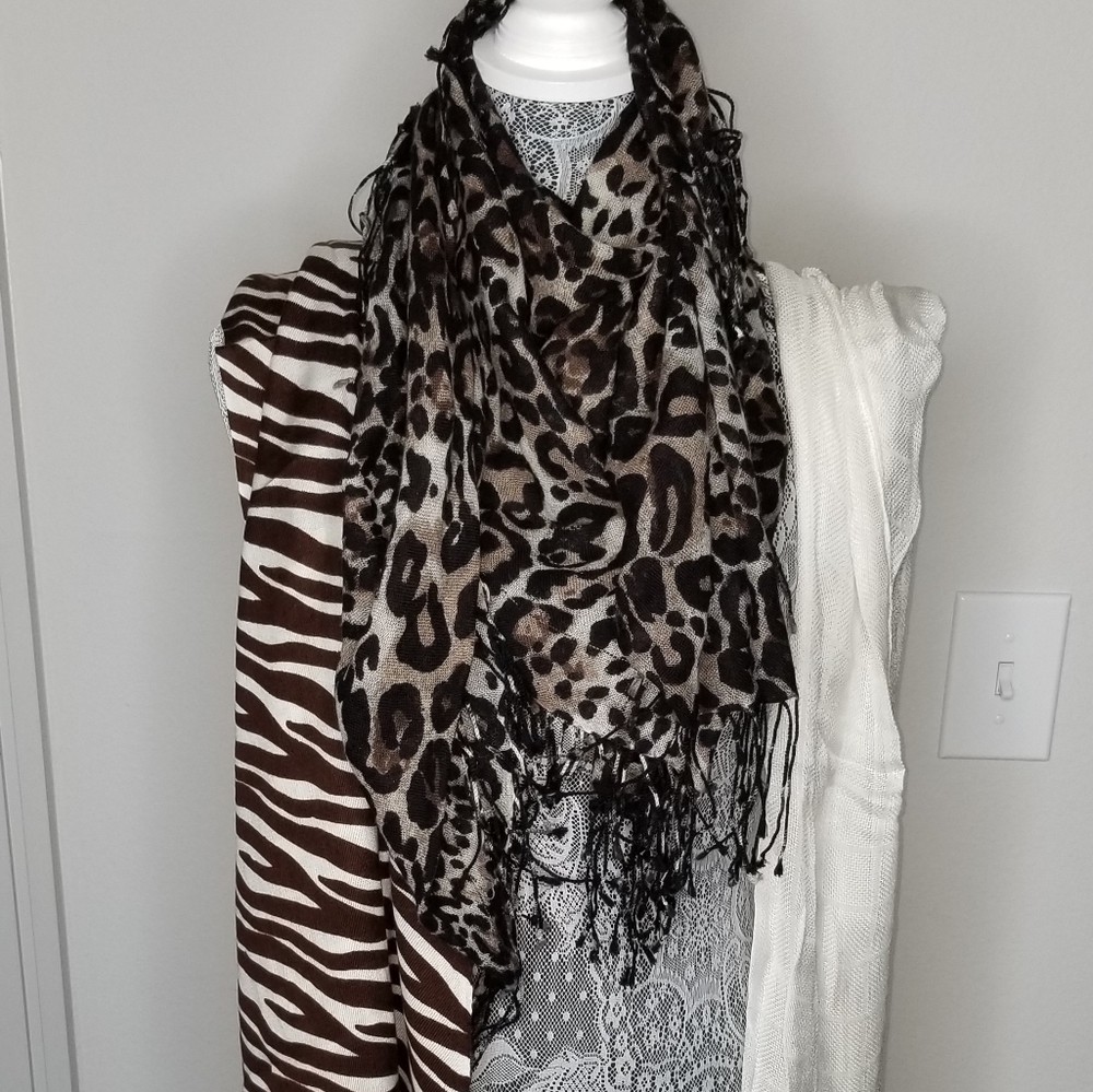Safari scarf bundle- leopard, tiger and cream